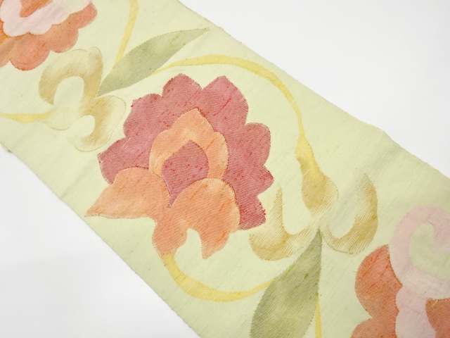 節紬　唐花模様織り出し名古屋帯